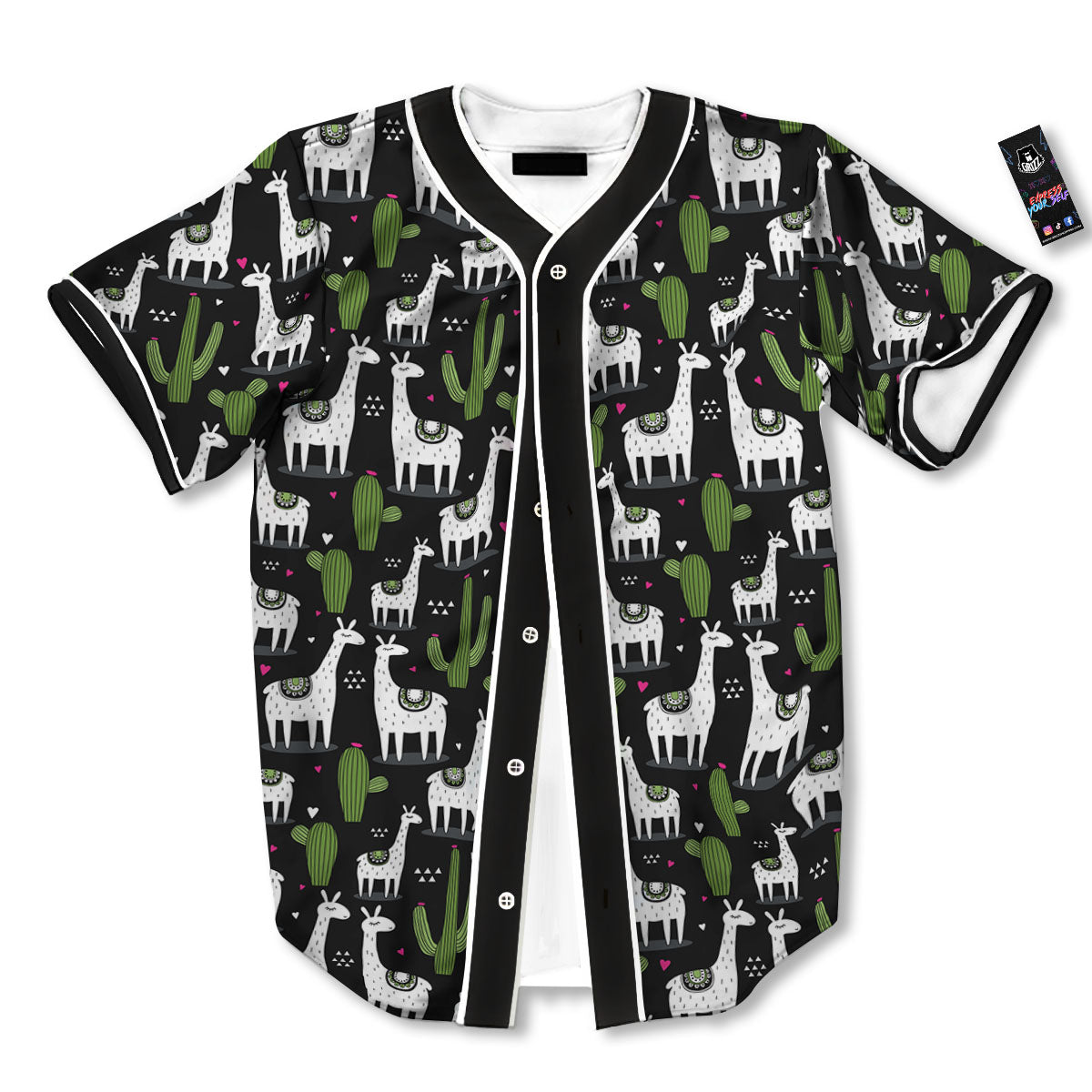 Llama And Cactus Print Pattern Baseball Jersey-grizzshop