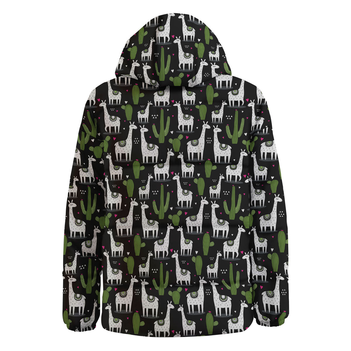 Llama And Cactus Print Pattern Down Jacket-grizzshop