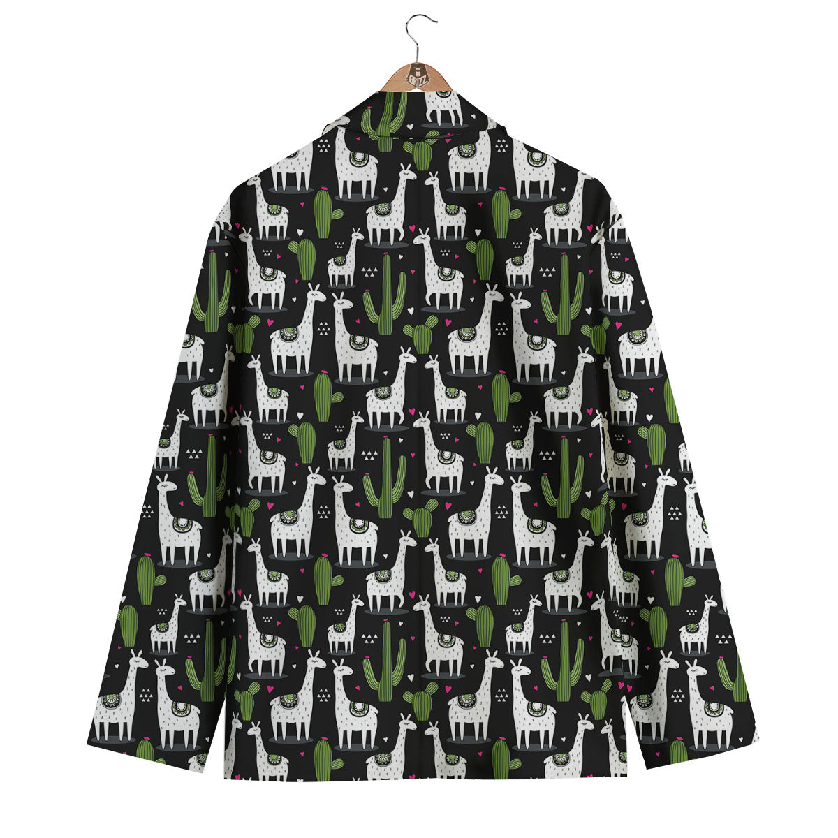 Llama And Cactus Print Pattern Men's Blazer-grizzshop
