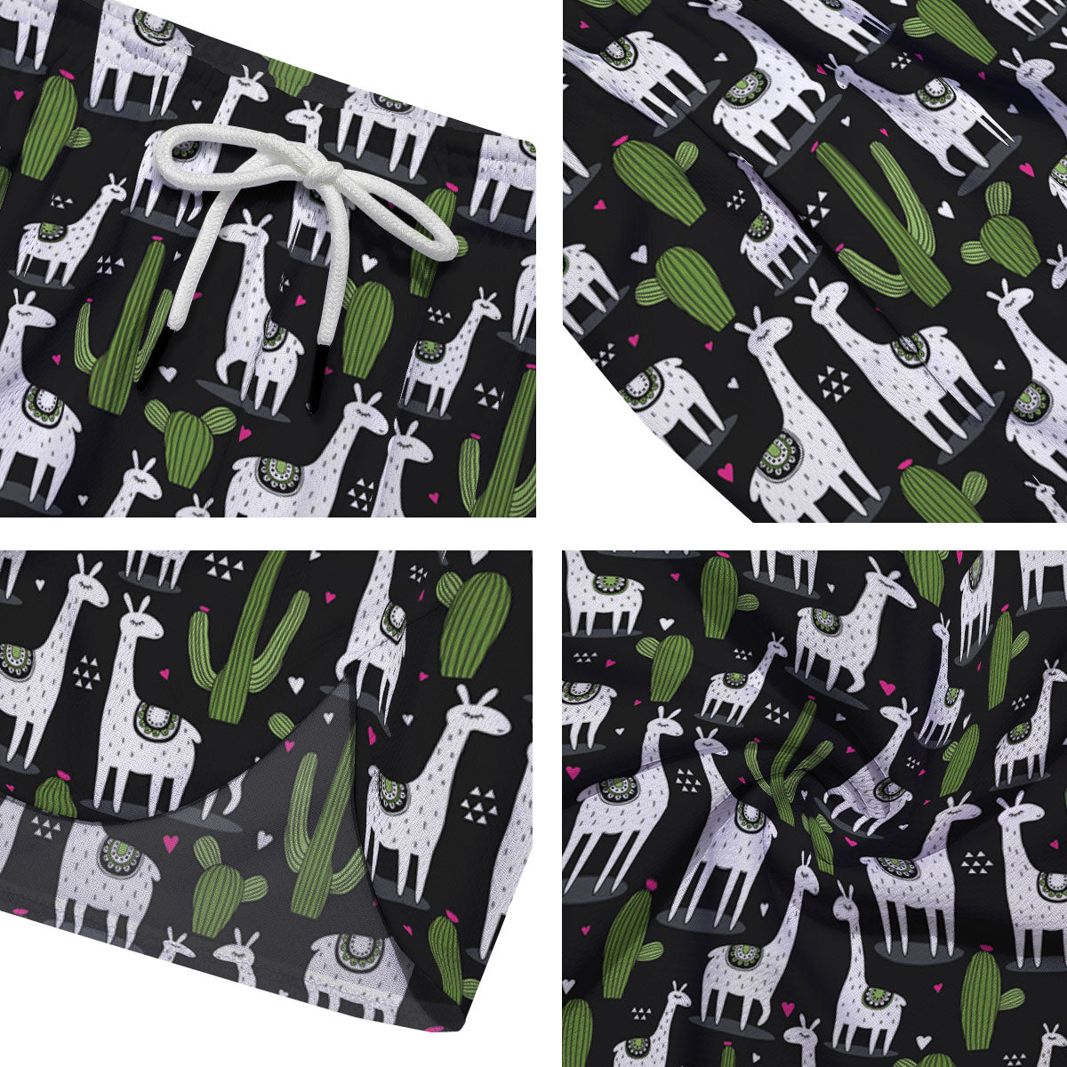 Llama And Cactus Print Pattern Men's Running Shorts-grizzshop