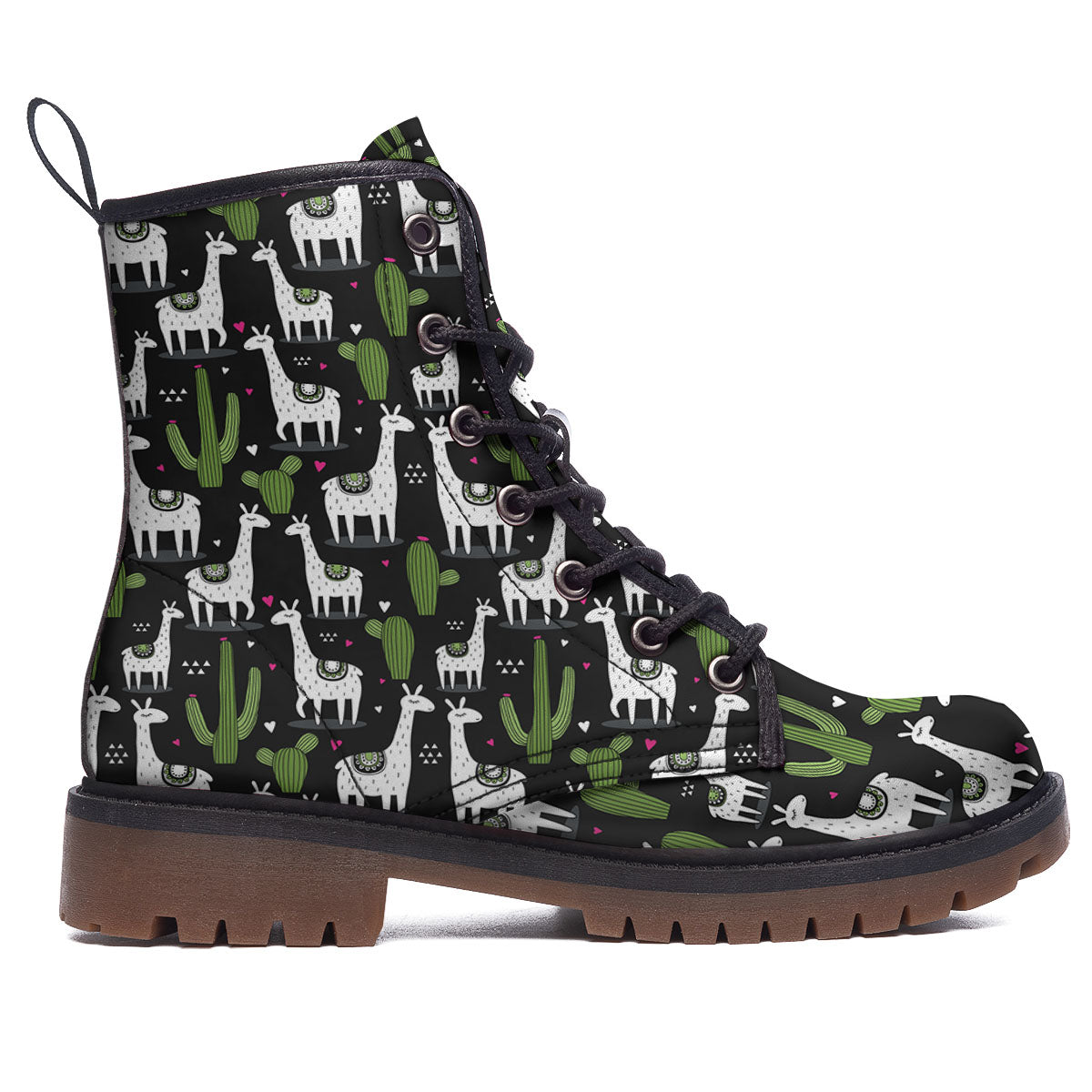 Llama And Cactus Print Pattern Work Boots-grizzshop