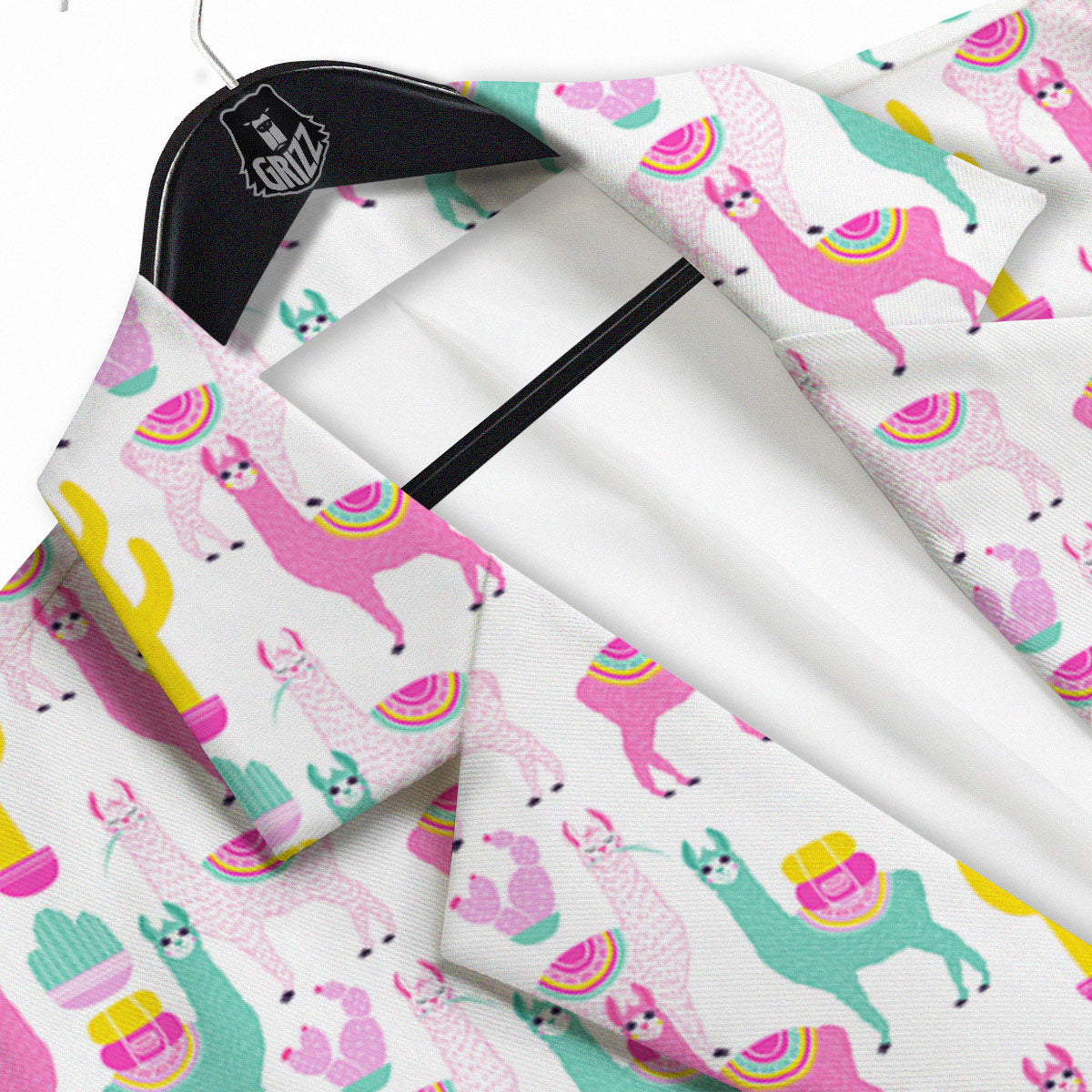 Llama And Cartoon Cactus Print Pattern Men's Sport Coat-grizzshop