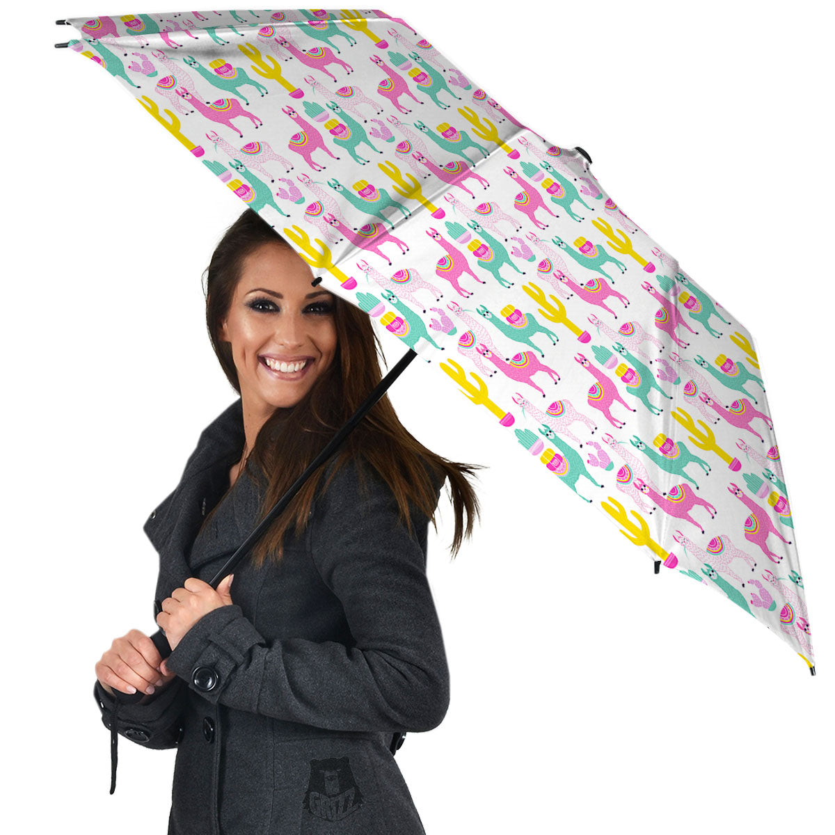Llama And Cartoon Cactus Print Pattern Umbrella-grizzshop