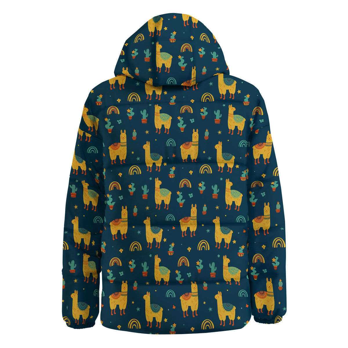 Llama And Cute Cactus Print Pattern Down Jacket-grizzshop