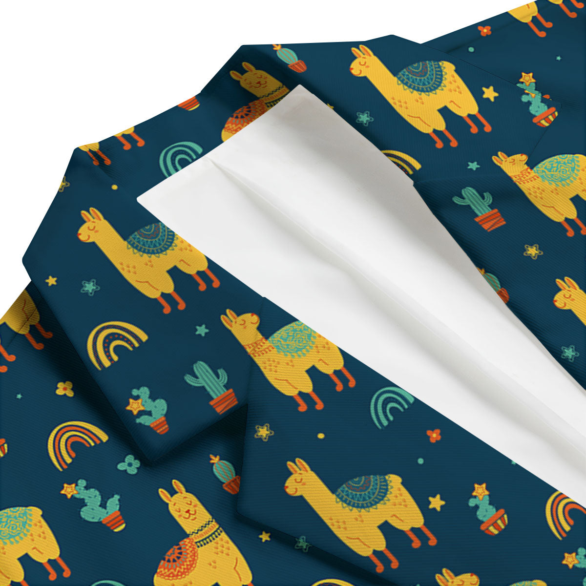 Llama And Cute Cactus Print Pattern Men's Blazer-grizzshop