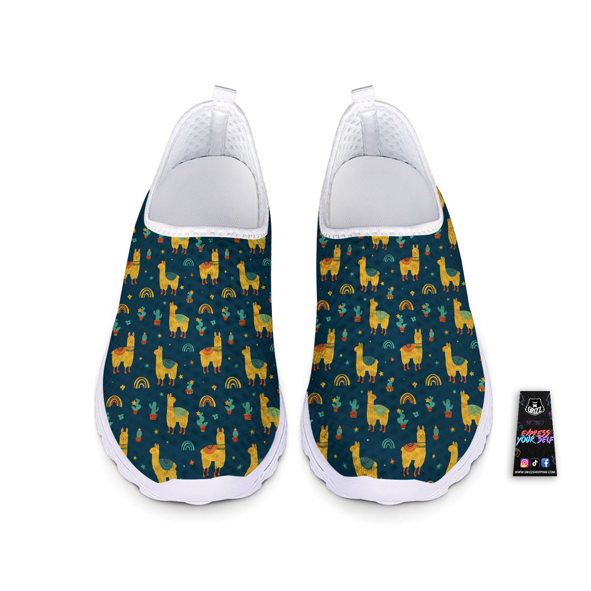 Llama And Cute Cactus Print Pattern Nurse Shoes-grizzshop