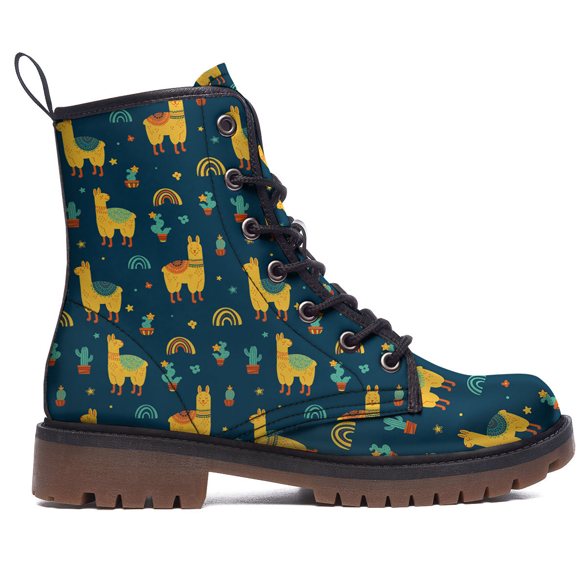 Llama And Cute Cactus Print Pattern Work Boots-grizzshop