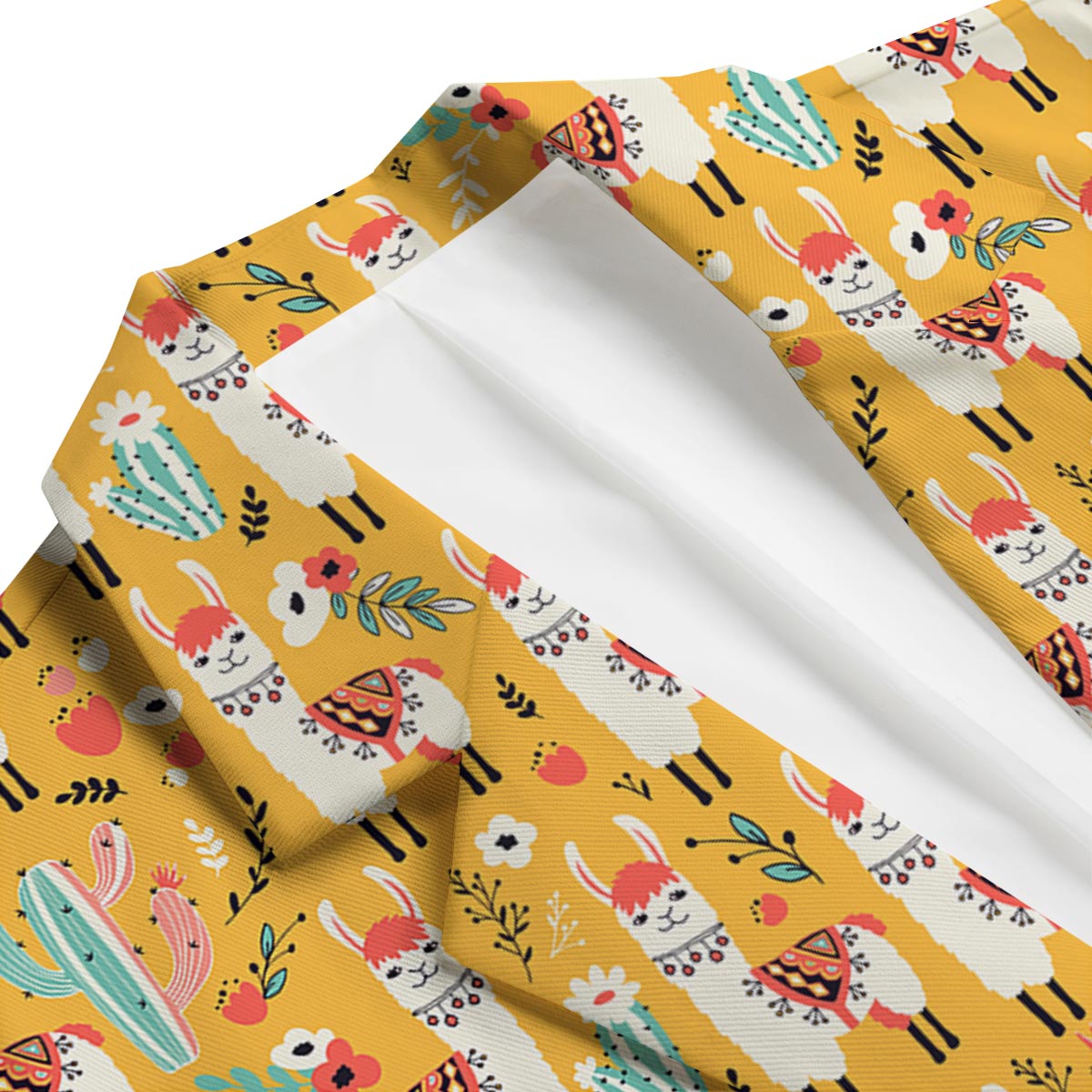 Llama Cactus Pattern Print Men's Blazer-grizzshop