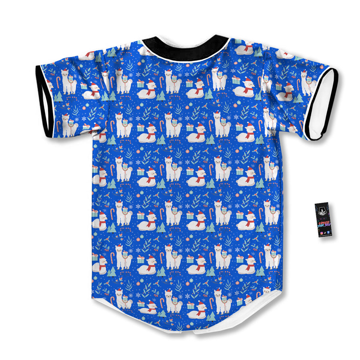 Llama Christmas Print Pattern Baseball Jersey-grizzshop