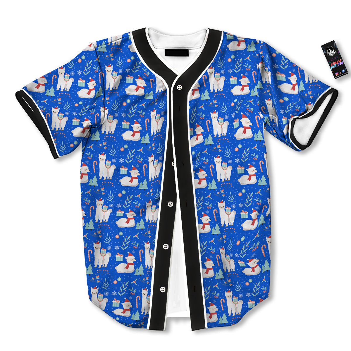 Llama Christmas Print Pattern Baseball Jersey-grizzshop