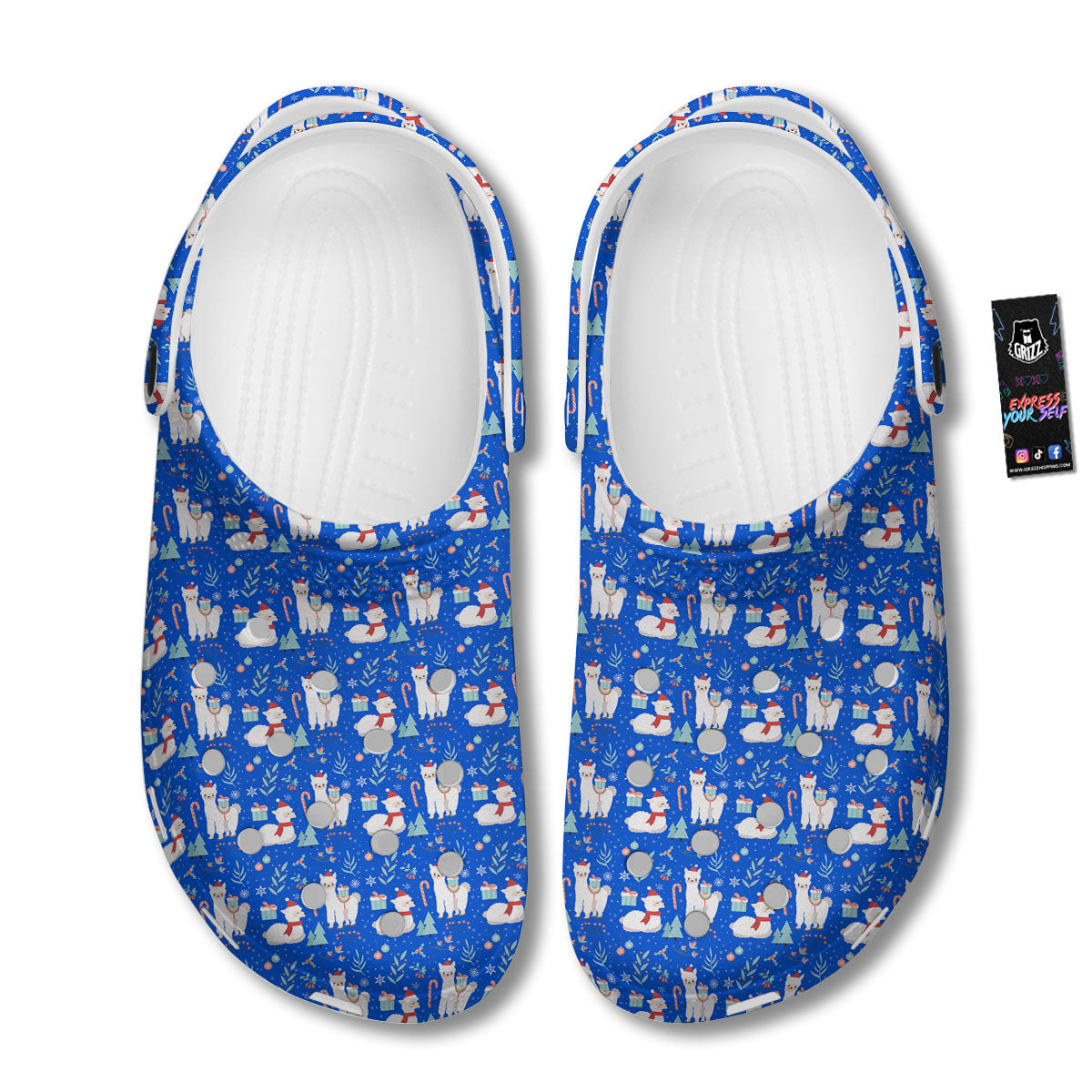 Llama Christmas Print Pattern Clog-grizzshop