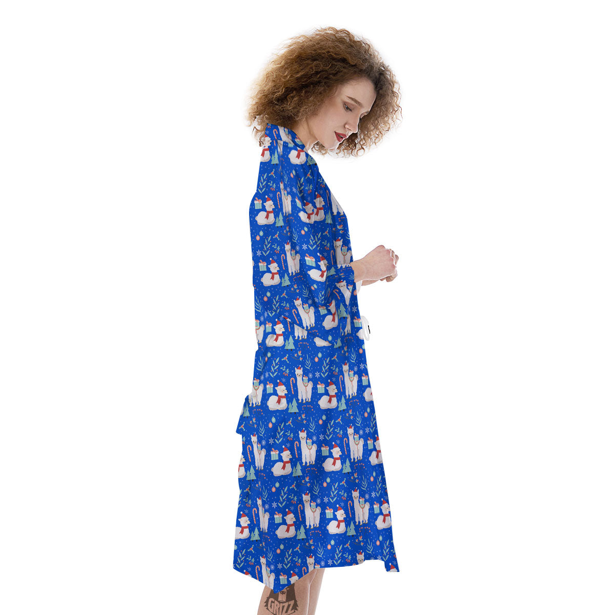 Llama Christmas Print Pattern Kimono-grizzshop
