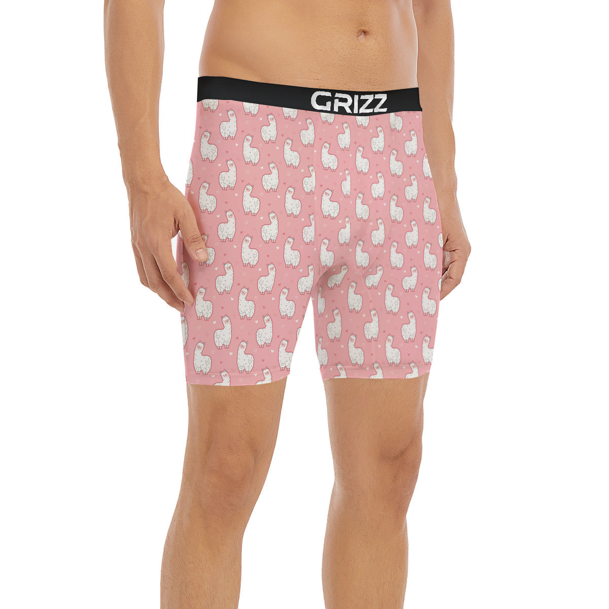 Llama Cute Pink Print Pattern Boxer Briefs-grizzshop