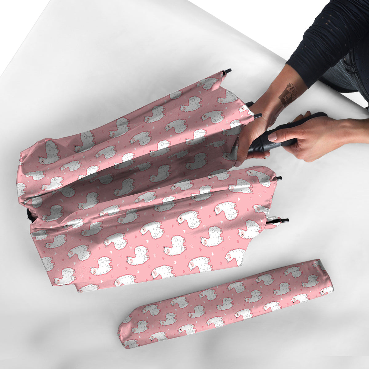 Llama Cute Pink Print Pattern Umbrella-grizzshop