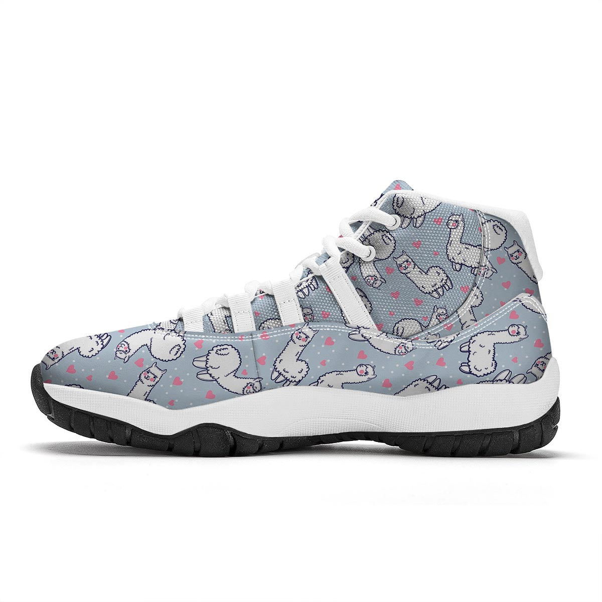 Llama Pattern Print White Bball Shoes-grizzshop