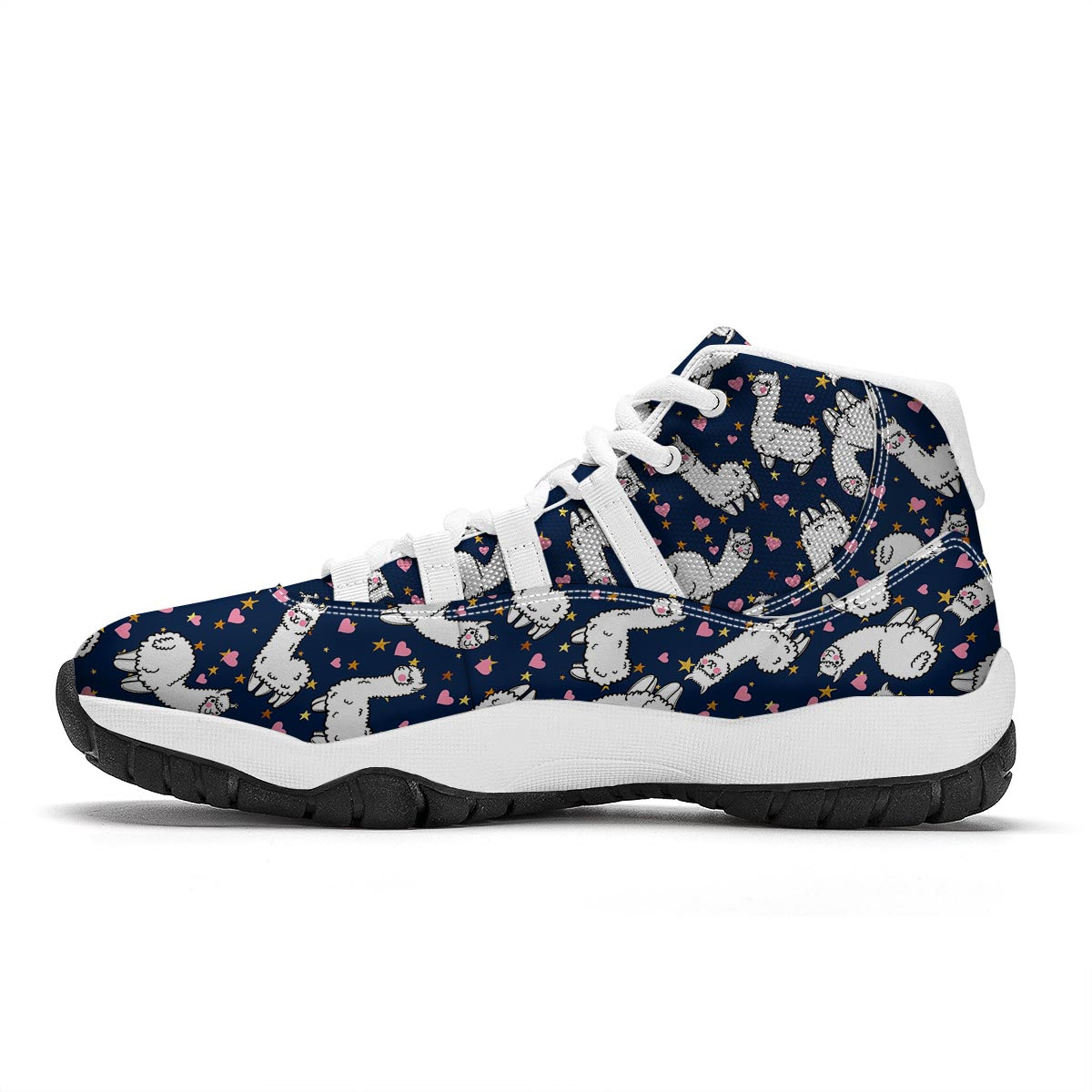 Llama Print Pattern White Bball Shoes-grizzshop