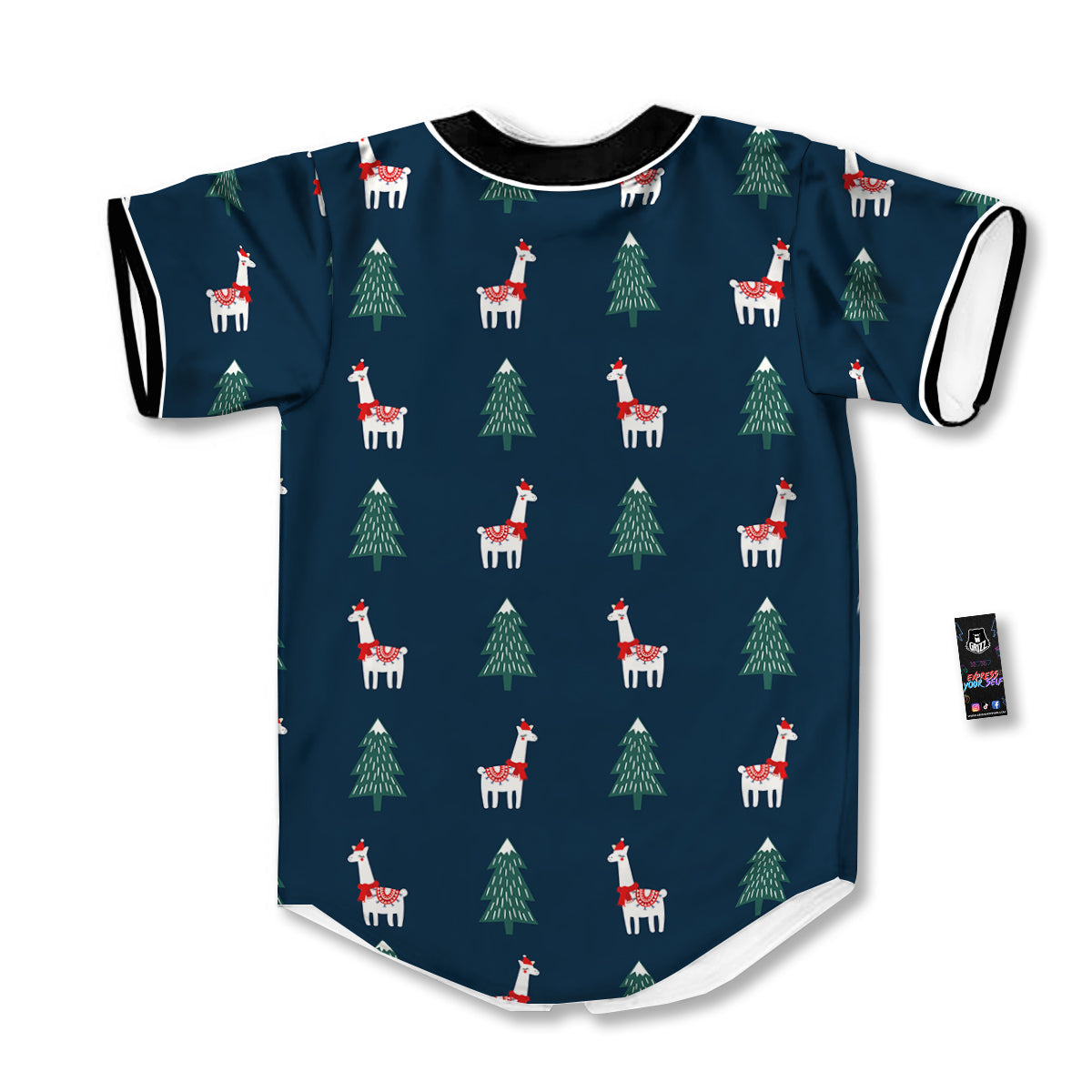 Llama Xmas Print Pattern Baseball Jersey-grizzshop