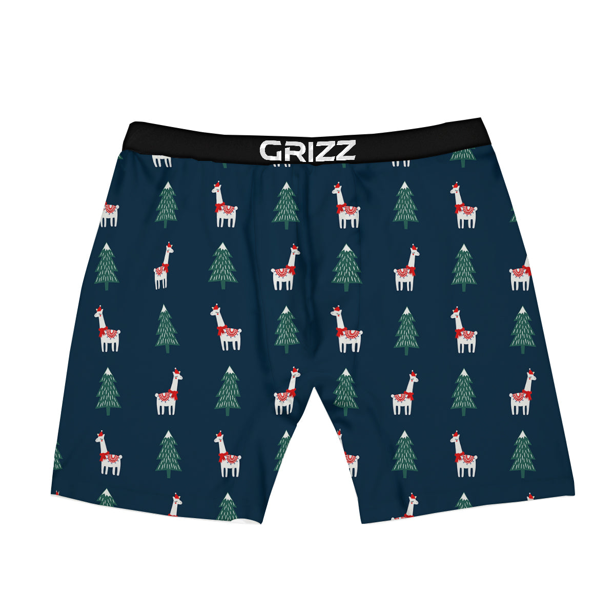 Llama Xmas Print Pattern Boxer Briefs-grizzshop