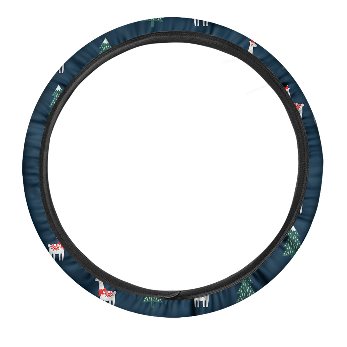 Llama Xmas Print Pattern Car Steering Wheel Cover-grizzshop