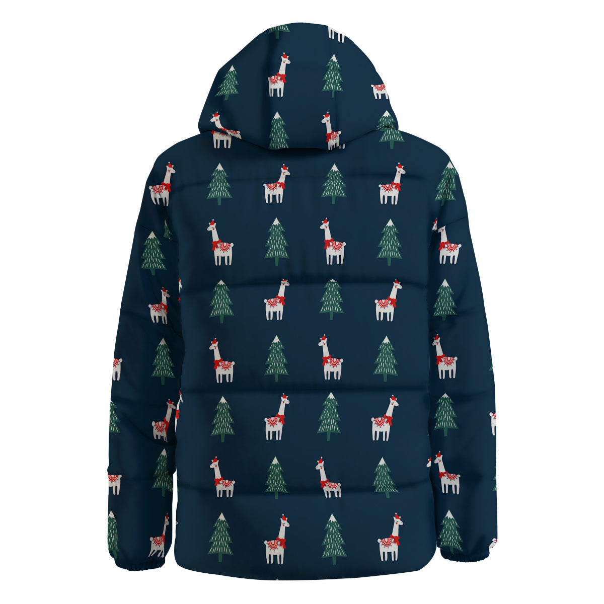 Llama Xmas Print Pattern Down Jacket-grizzshop