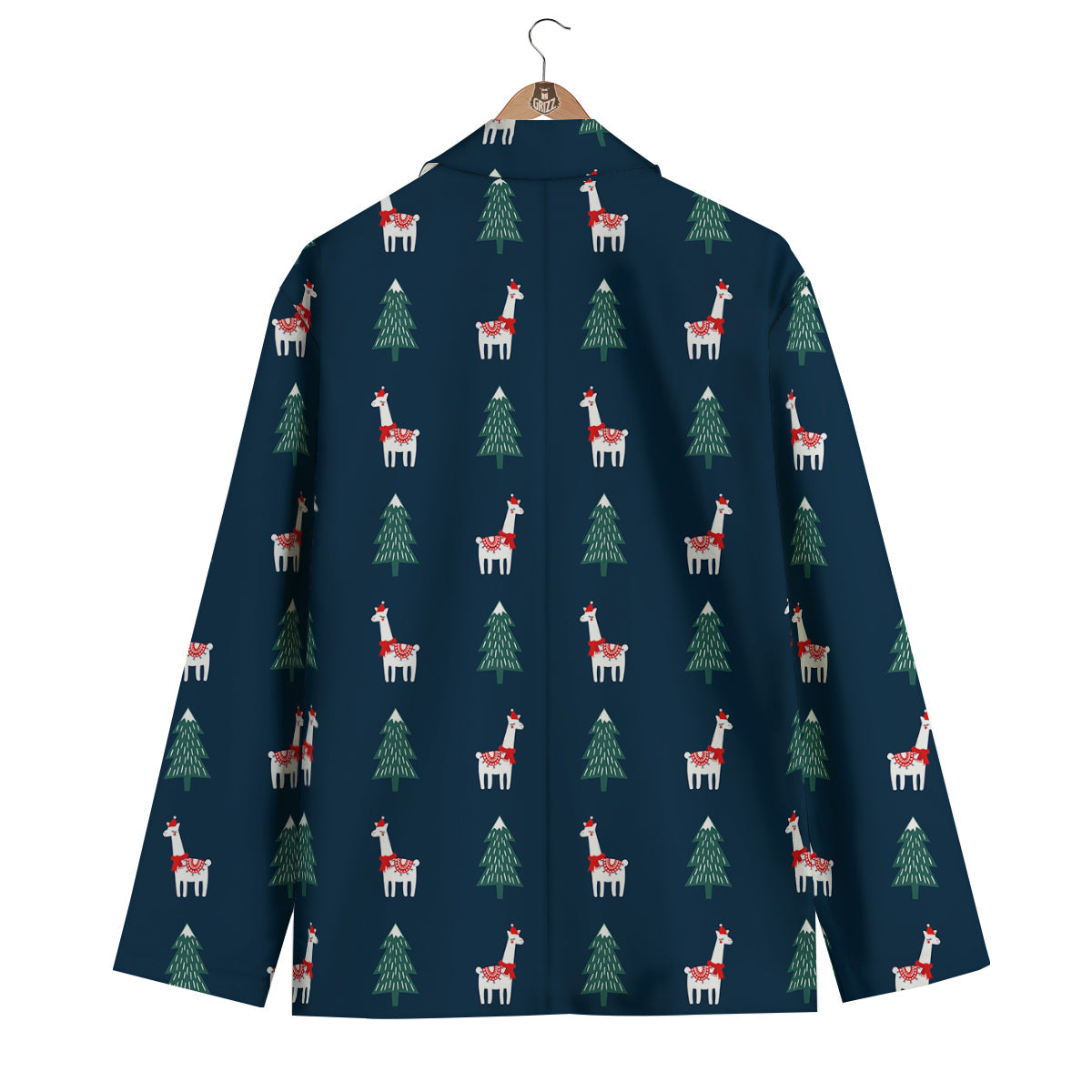 Llama Xmas Print Pattern Men's Blazer-grizzshop