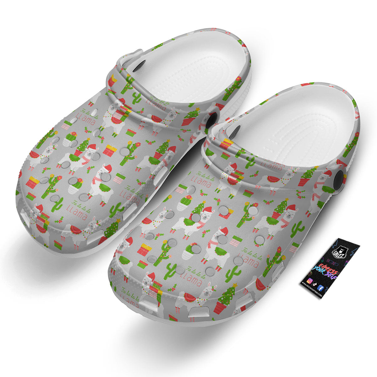 Llama Xmas Santa Claus Print Pattern Clog-grizzshop