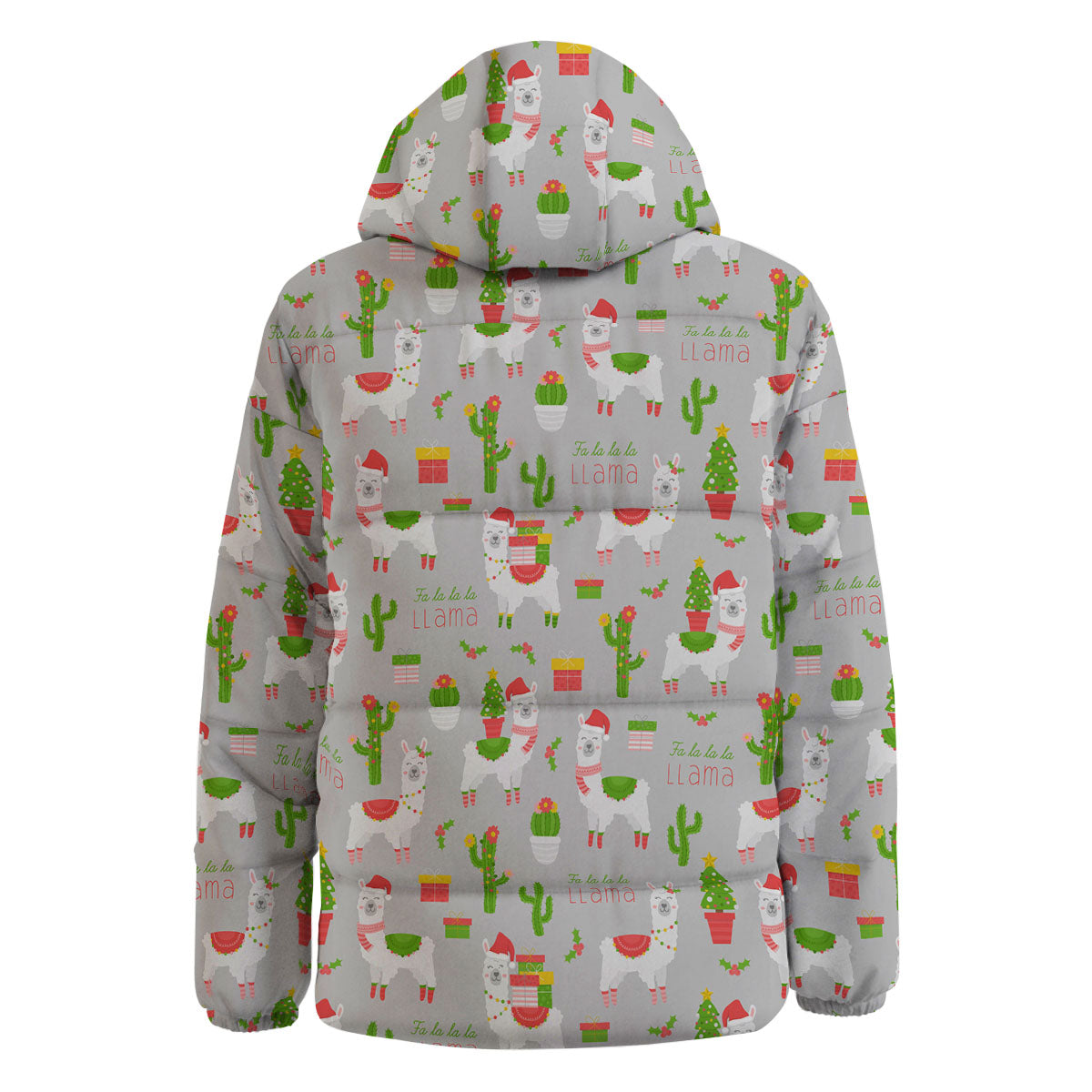 Llama Xmas Santa Claus Print Pattern Down Jacket-grizzshop