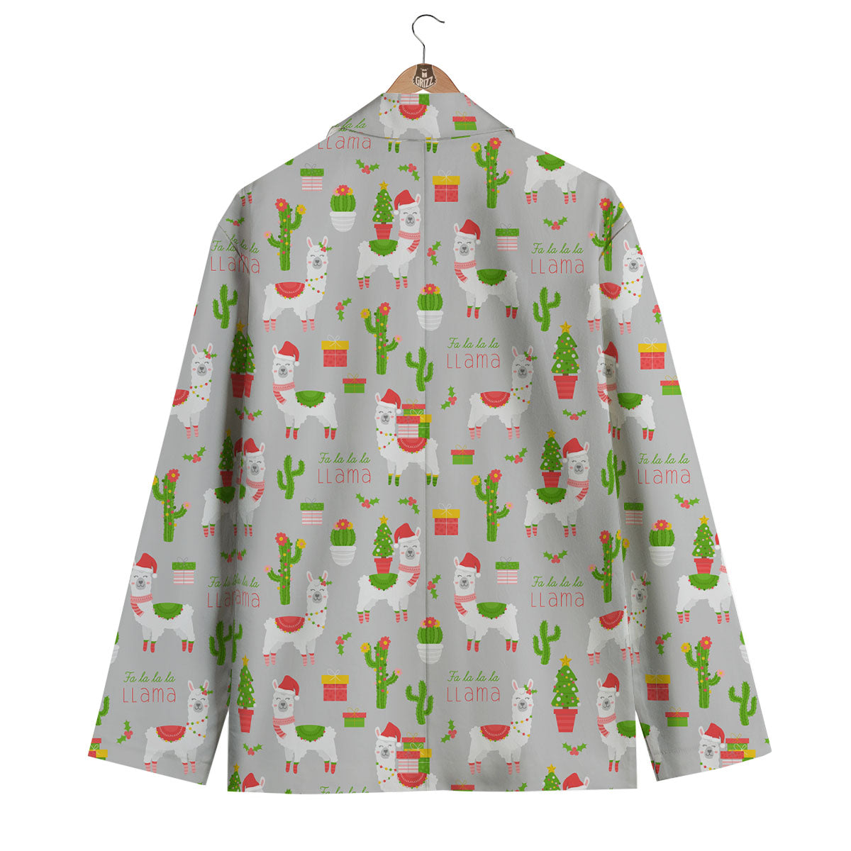 Llama Xmas Santa Claus Print Pattern Men's Blazer-grizzshop