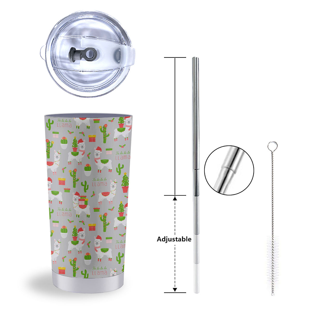 Llama Xmas Santa Claus Print Pattern Tumbler-grizzshop