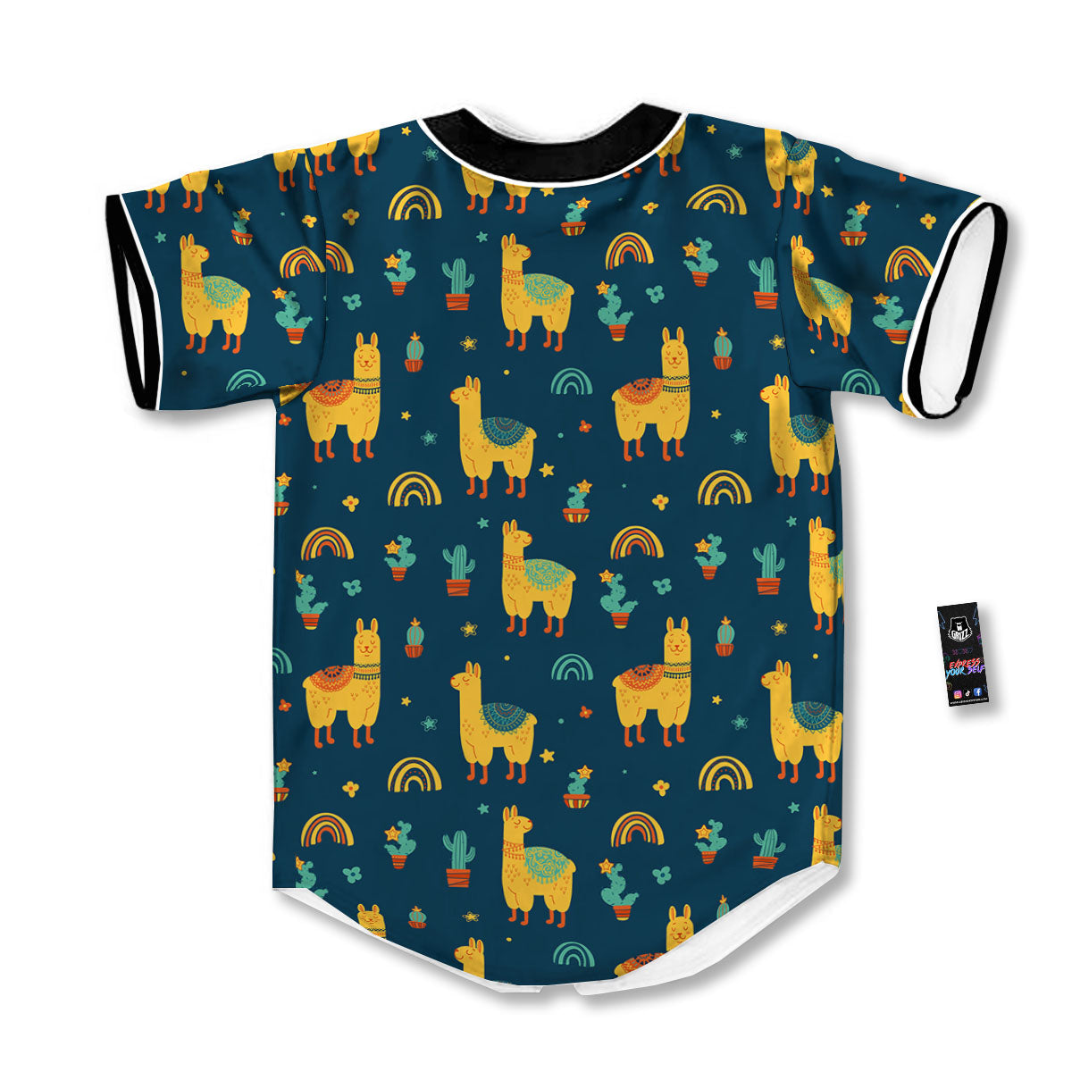 Llama Yellow Print Pattern Baseball Jersey-grizzshop