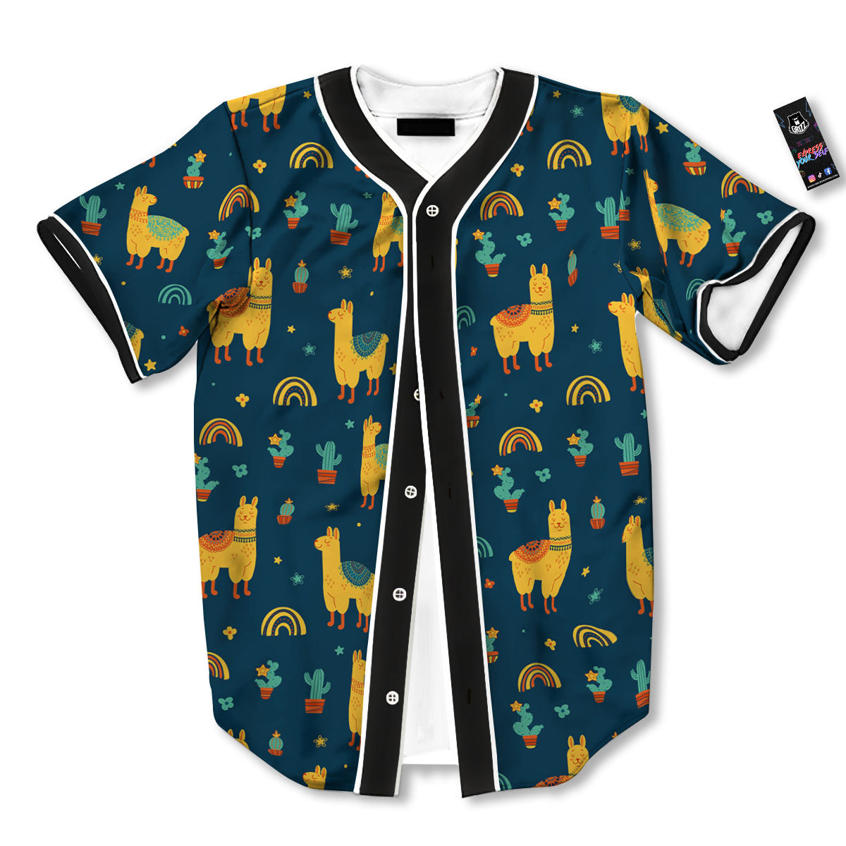 Llama Yellow Print Pattern Baseball Jersey-grizzshop