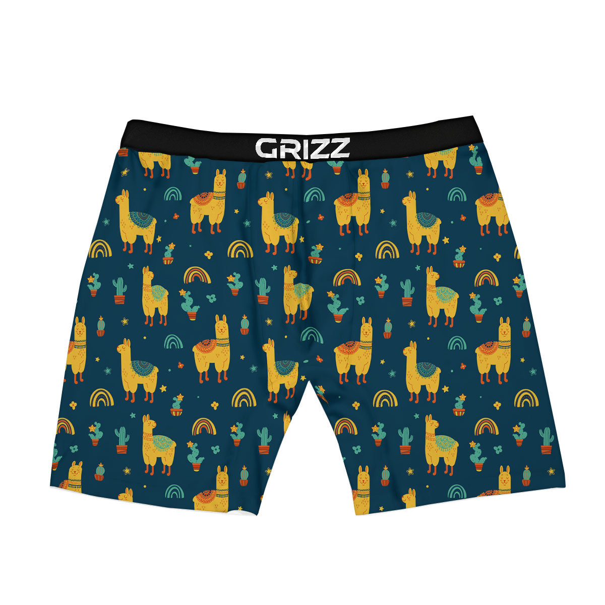 Llama Yellow Print Pattern Boxer Briefs-grizzshop