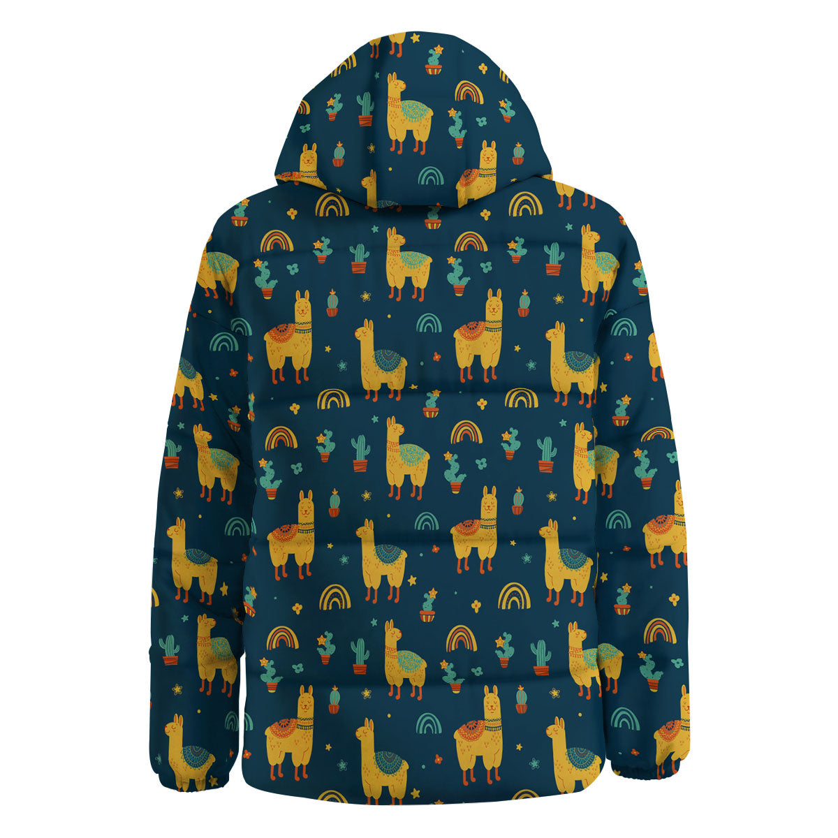 Llama Yellow Print Pattern Down Jacket-grizzshop
