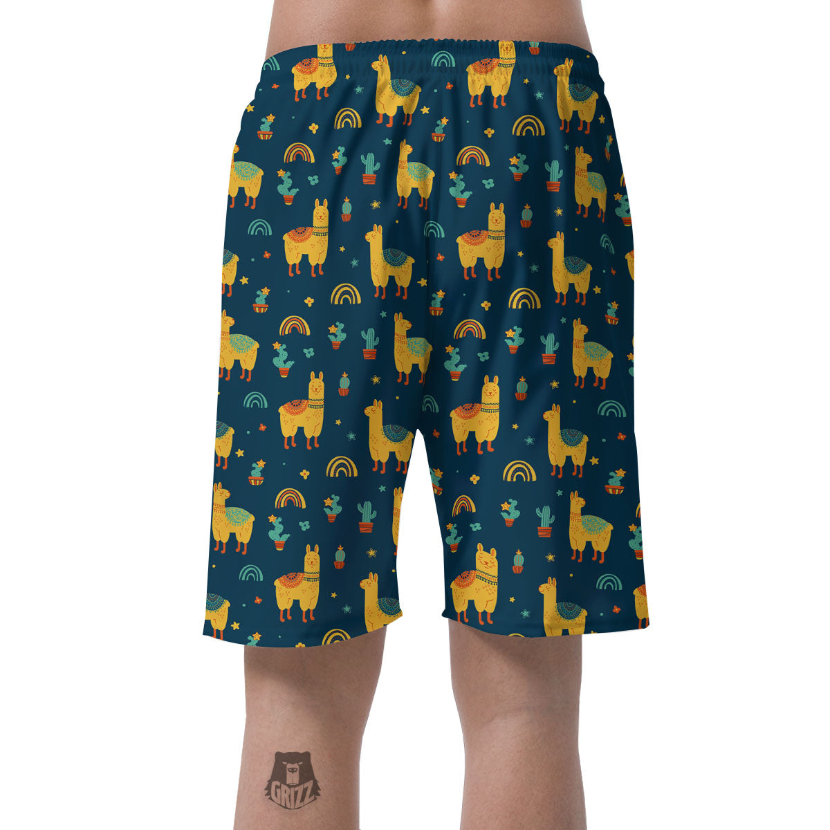Llama Yellow Print Pattern Men's Shorts-grizzshop