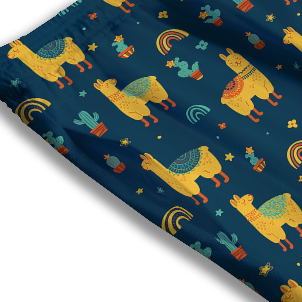 Llama Yellow Print Pattern Mesh Shorts-grizzshop