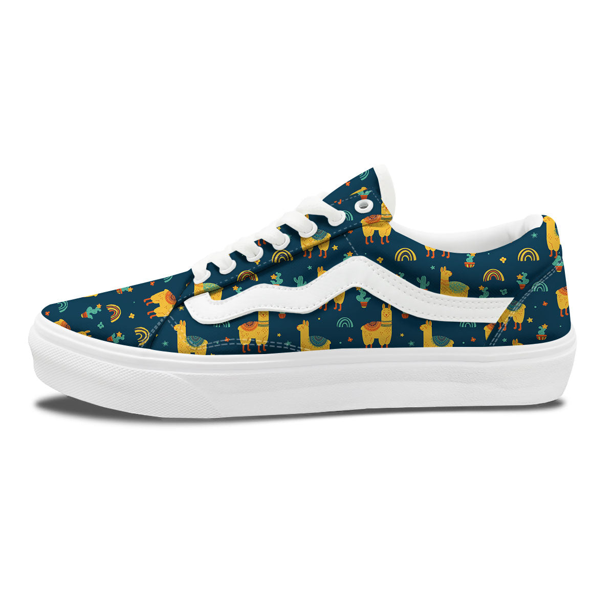 Llama Yellow Print Pattern Skate Shoes-grizzshop