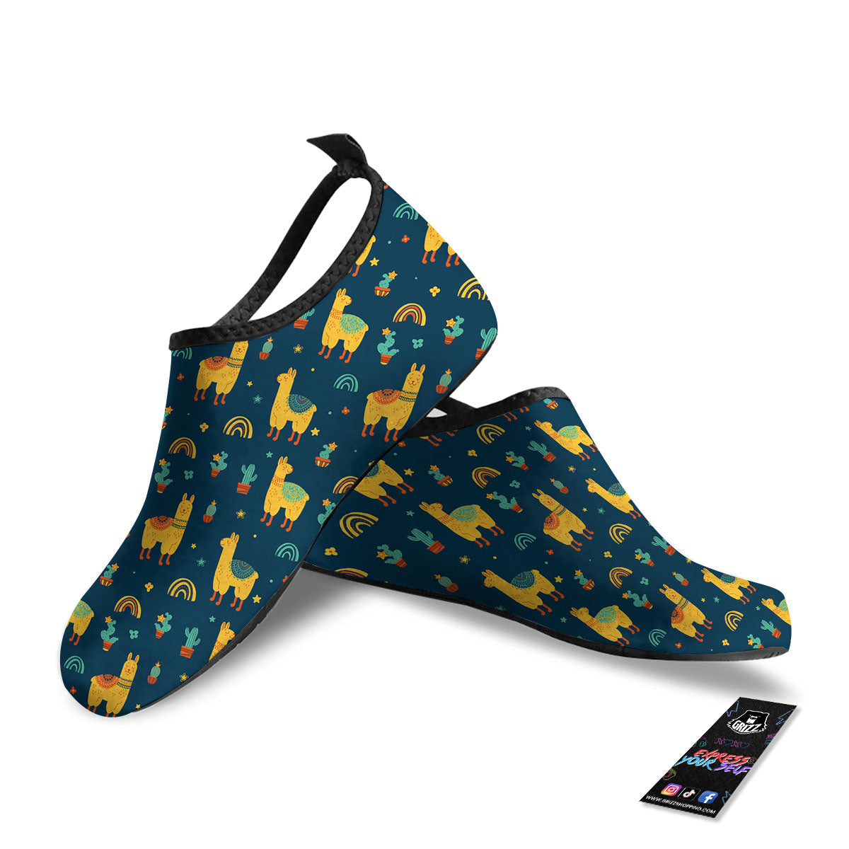 Llama Yellow Print Pattern Water Shoes-grizzshop