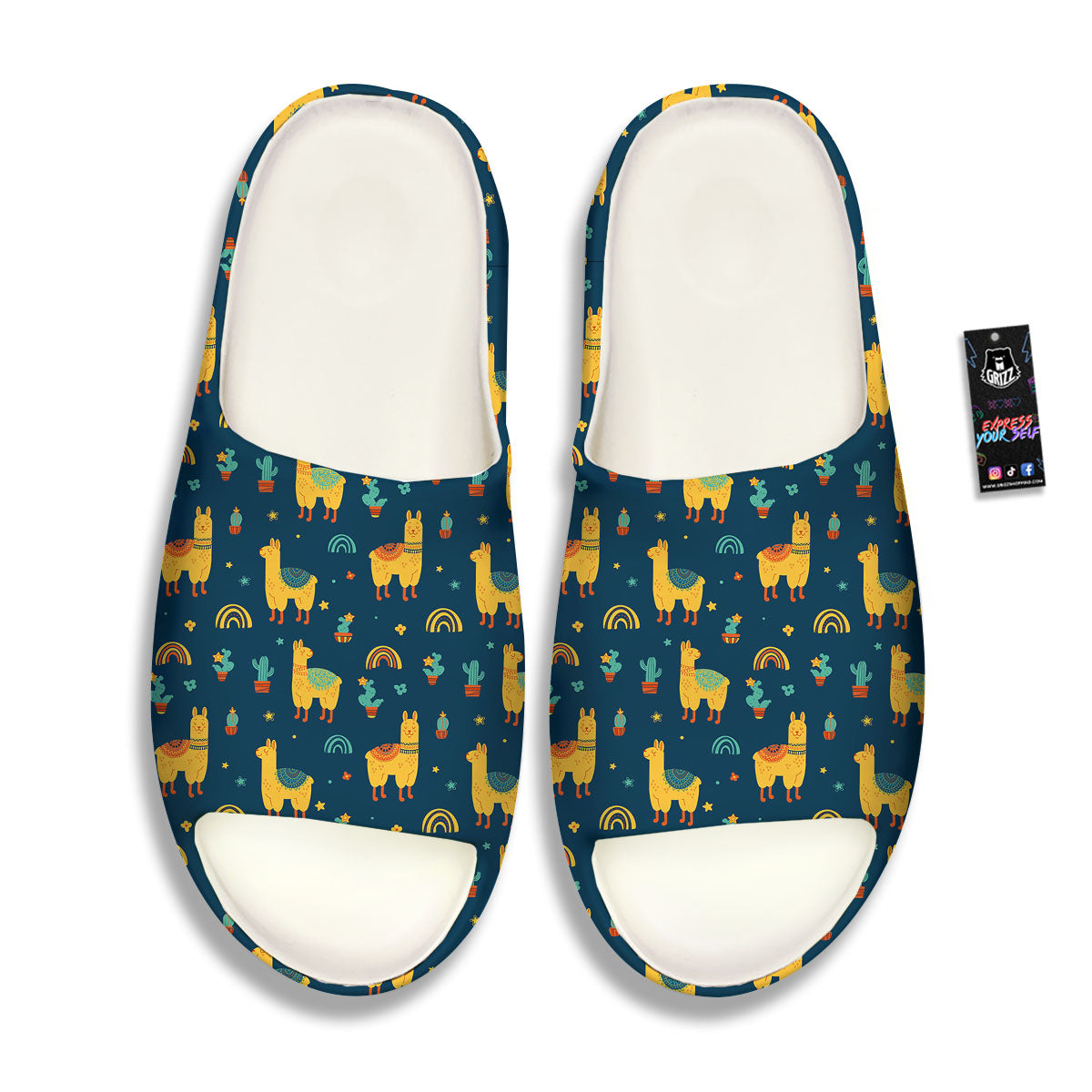 Llama And Cute Cactus Print Pattern Sandals-grizzshop