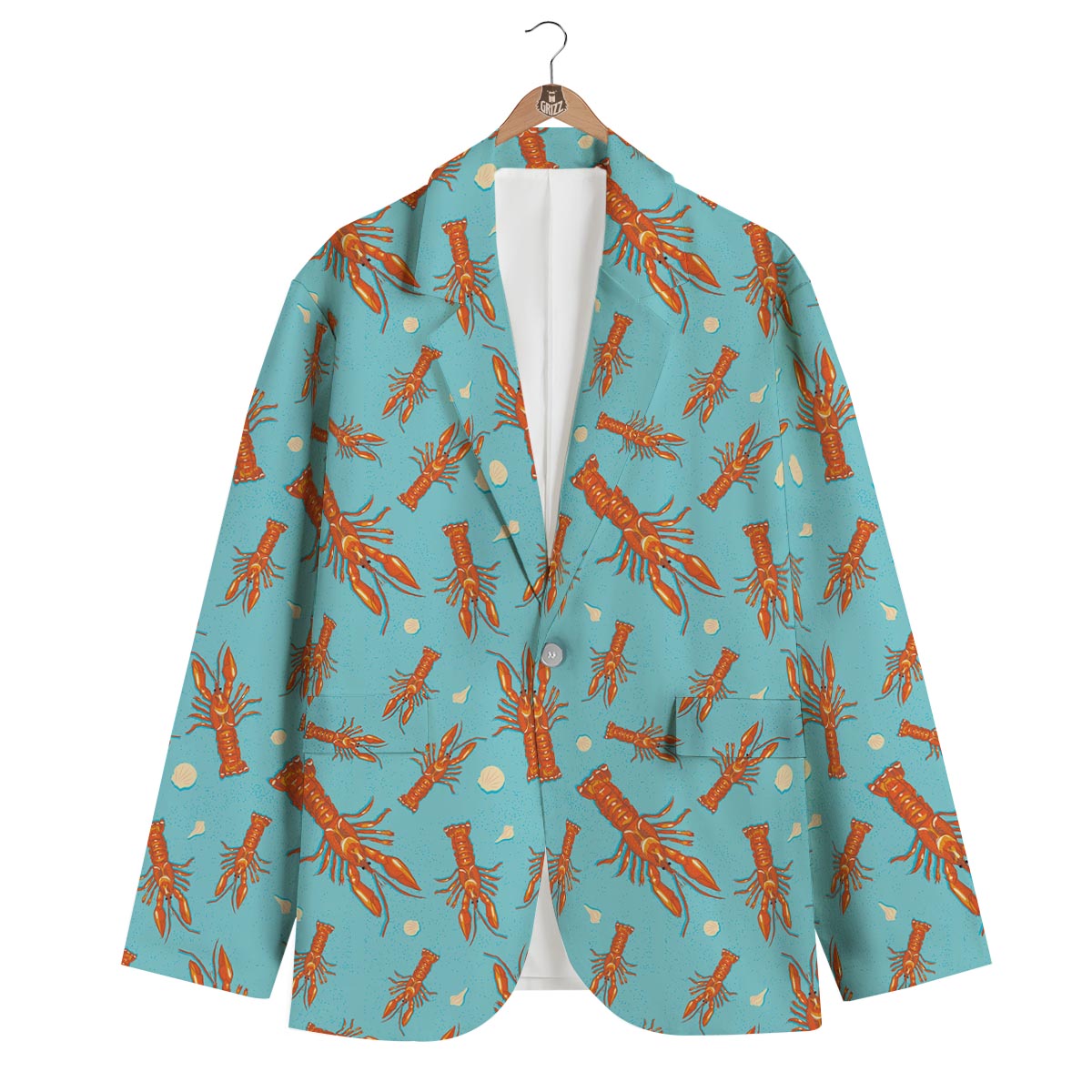 Lobster Pattern Print Men's Blazer-grizzshop