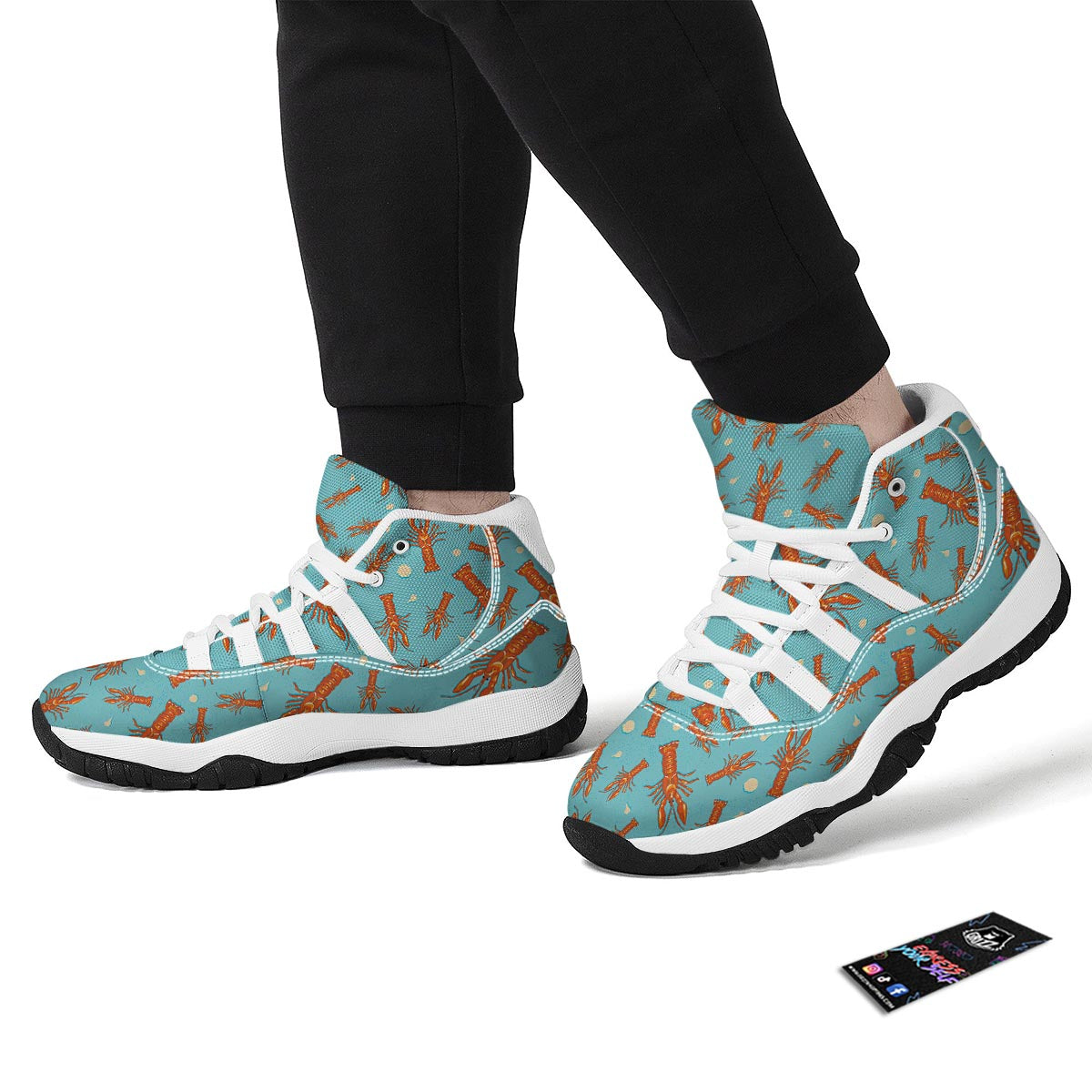 Lobster Pattern Print White Bball Shoes-grizzshop