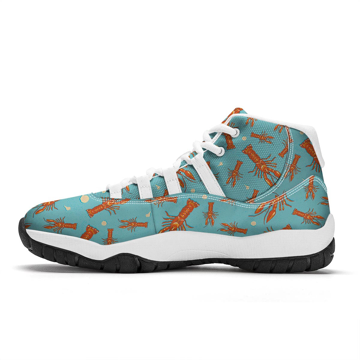 Lobster Pattern Print White Bball Shoes-grizzshop