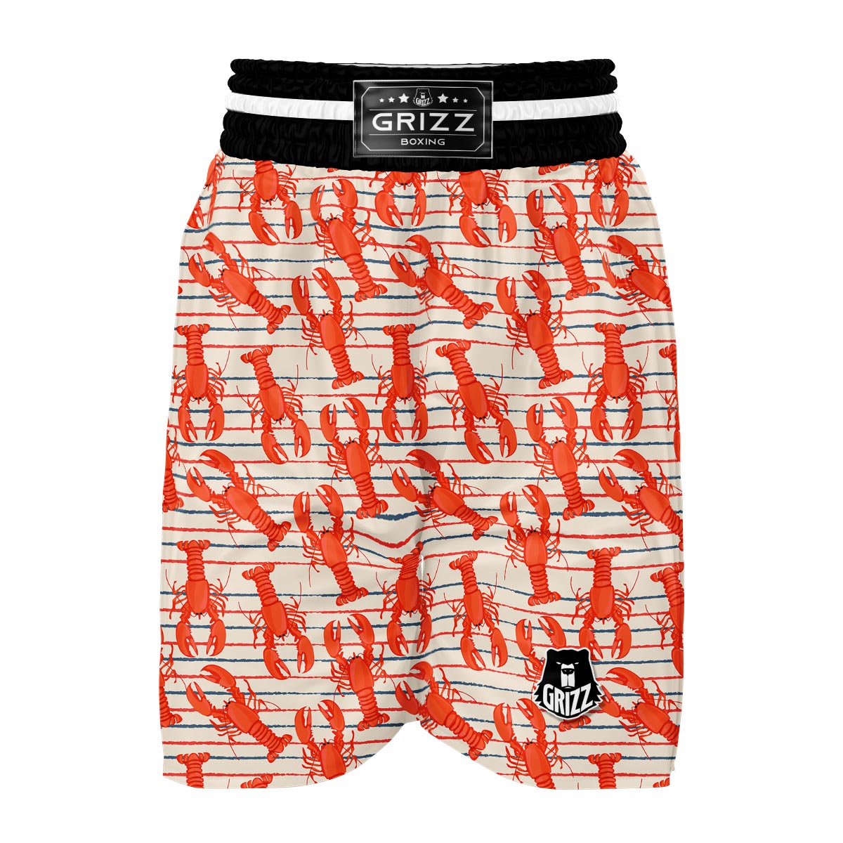 Lobster Print Pattern Boxing Shorts-grizzshop