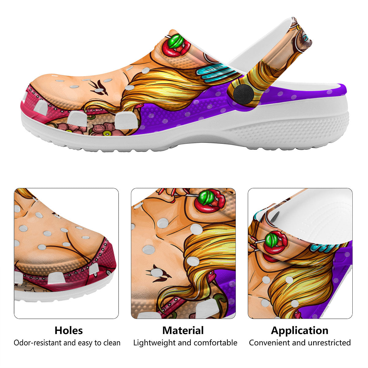 Lollipop And Punk Girl Print Clog-grizzshop