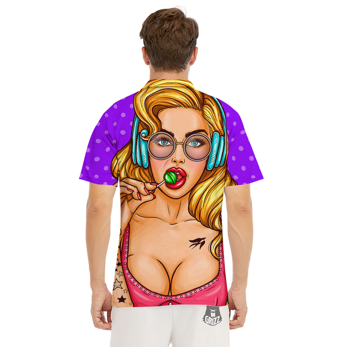 Lollipop And Punk Girl Print Men's Golf Shirts-grizzshop