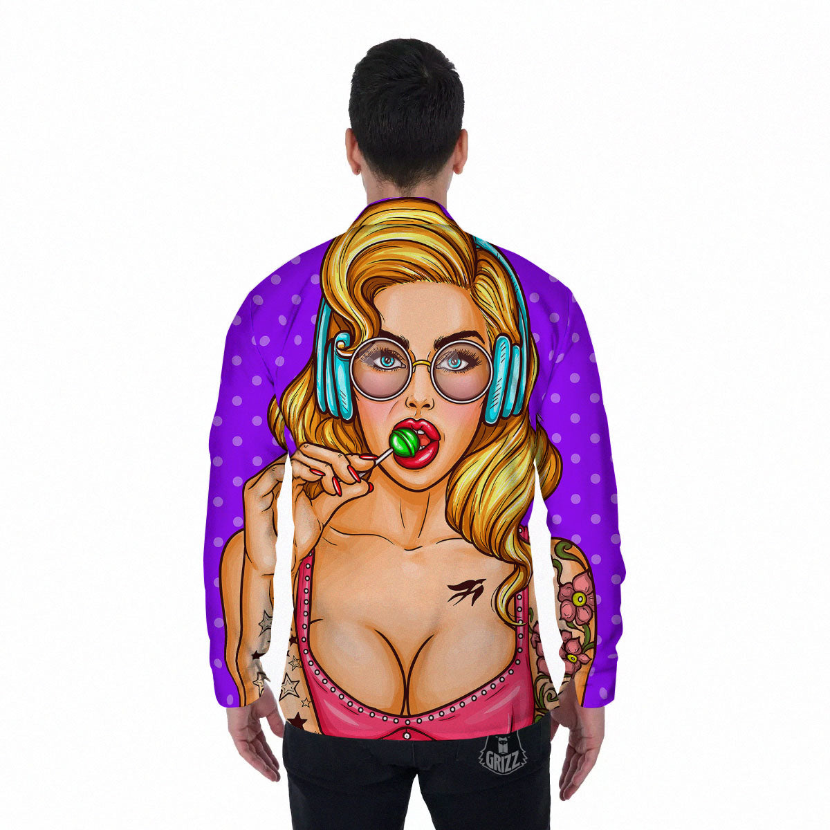 Lollipop And Punk Girl Print Men's Long Sleeve Shirts-grizzshop