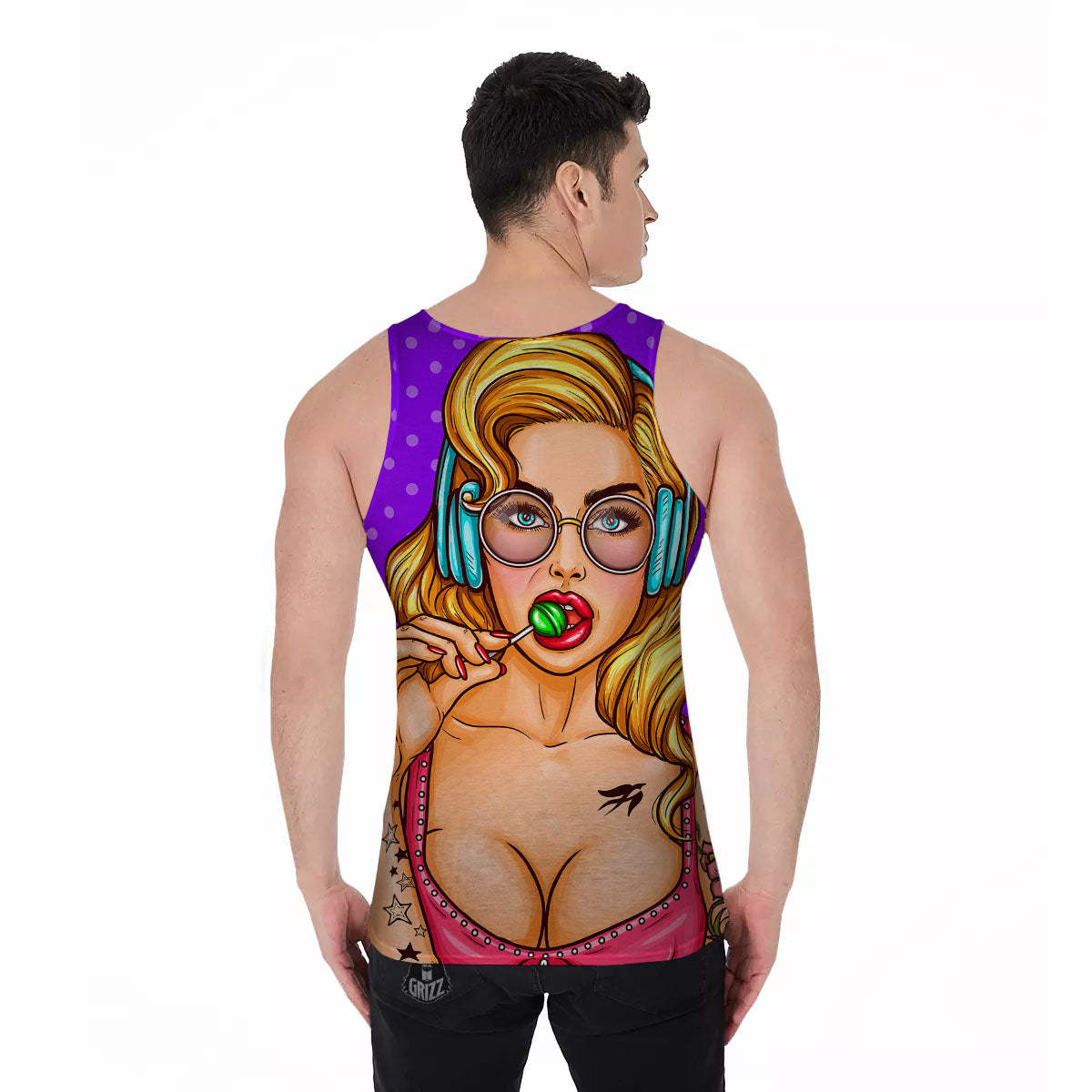 Lollipop And Punk Girl Print Men's Tank Top-grizzshop