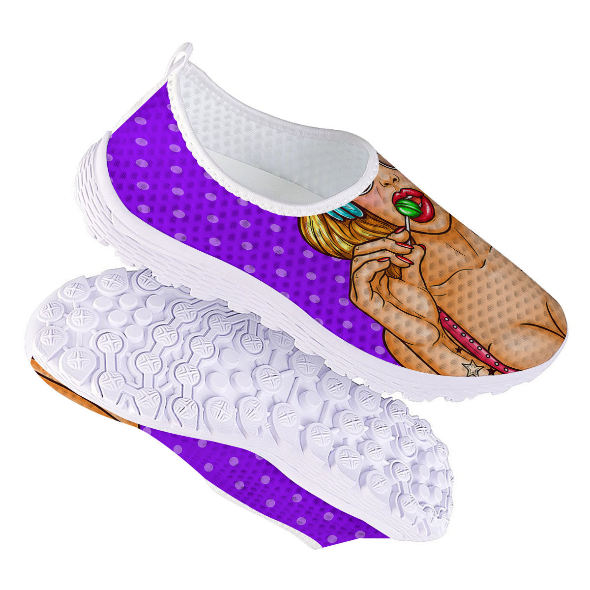 Lollipop And Punk Girl Print Nurse Shoes-grizzshop