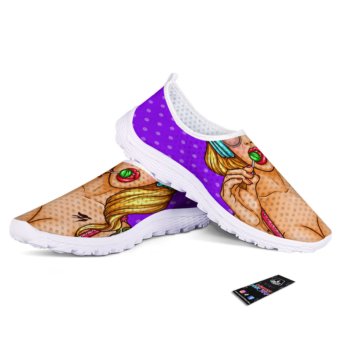 Lollipop And Punk Girl Print Nurse Shoes-grizzshop
