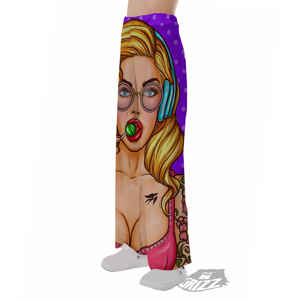 Lollipop And Punk Girl Print Pajama Pants-grizzshop