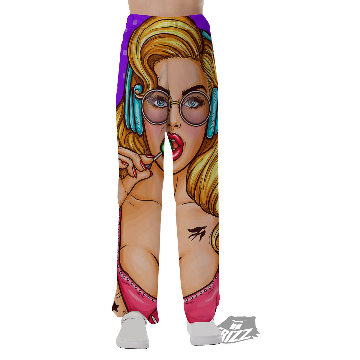 Lollipop And Punk Girl Print Pajama Pants-grizzshop